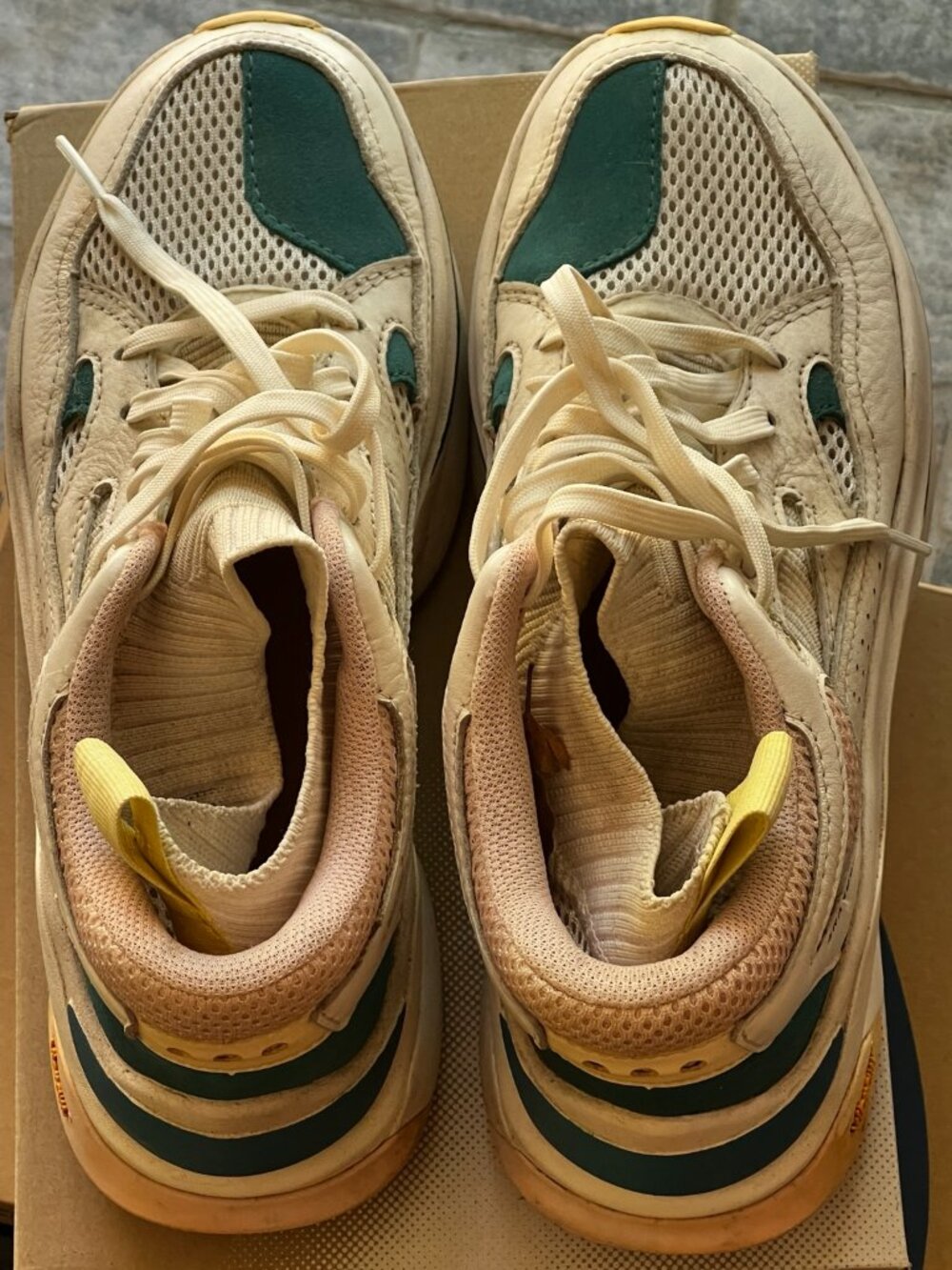 Brandblack Chunky Sneakers Cream Green Vibram Sole